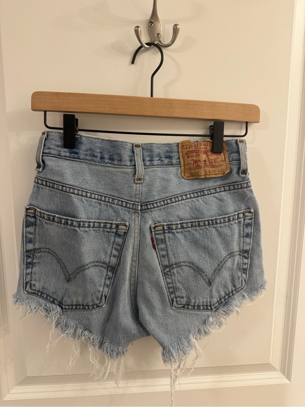 VINTAGE Levi's Light Blue Frayed Hem Denim Shorts